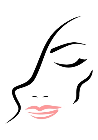 Face of woman with closed eyes on white background  のイラスト素材