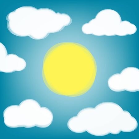 Sky background with transparent clouds and sun  のイラスト素材