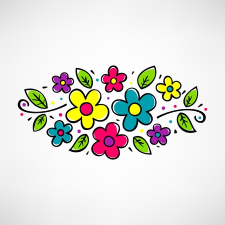 Flower composition with decorative elements on white background  のイラスト素材
