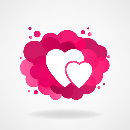 Red stylized cloud with two hearts  のイラスト素材