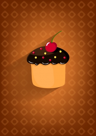 Vintage vertical brown card with cake and shadow  のイラスト素材