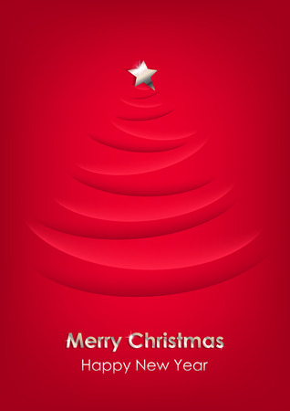 Christmas tree with silver star on red vertical background  のイラスト素材