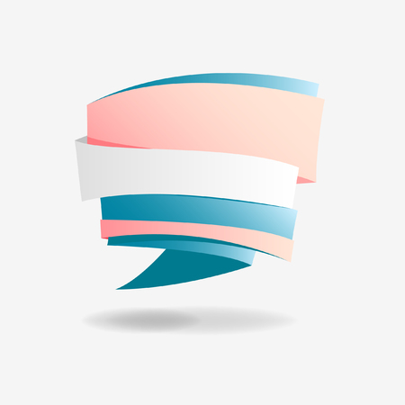 Pink and blue ribbons on light gray background.のイラスト素材