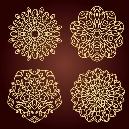 Mandalas. Set of ethnic decorative elements.のイラスト素材