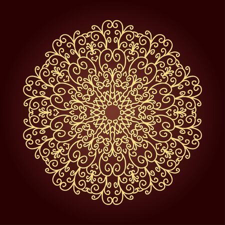 Mandala. Ethnic decorative element. Hand drawn backdrop. Islam, Arabic, Indian, ottoman motifs. Boho style. Line art for adult coloring book page design.のイラスト素材