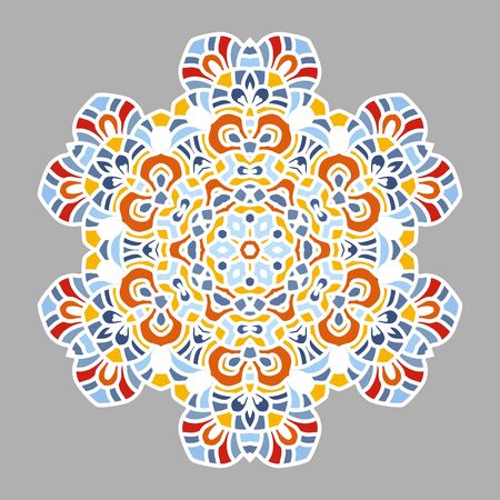 Mandala. Ethnic decorative element. Hand drawn backdrop. Islam, Arabic, Indian, ottoman motifs. Boho style.のイラスト素材