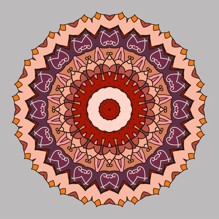 Mandala. Ethnic decorative element. Hand drawn backdrop. Islam, Arabic, Indian, ottoman motifs. Boho style.のイラスト素材