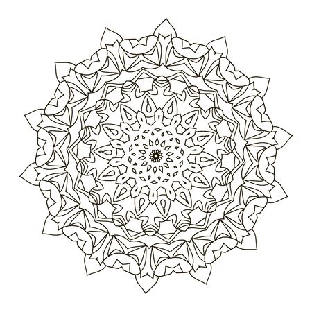 Coloring Book Mandala. Circle lace ornament, round ornamental mandala pattern, black and white design. vector for coloring page for adultsのイラスト素材