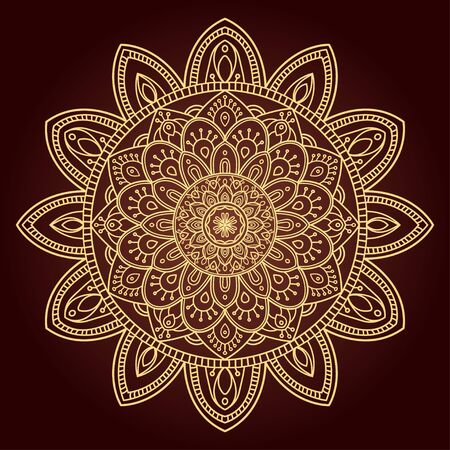 Mandala. Ethnic decorative element. Hand drawn backdrop. Islam, Arabic, Indian, ottoman motifs. Boho style.のイラスト素材