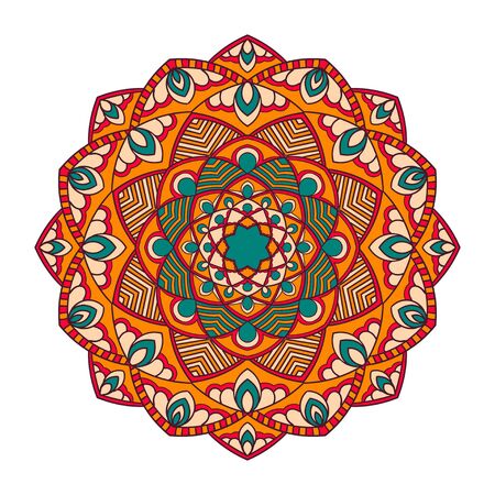 Mandala. Ethnic decorative element. Hand drawn backdrop. Islam, Arabic, Indian, ottoman motifs. Boho style.のイラスト素材