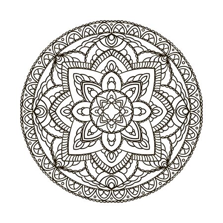 Mandala. Ethnic decorative element. Hand drawn backdrop. Islam, Arabic, Indian, ottoman motifs. Boho style. Vector for coloring page for adultsのイラスト素材