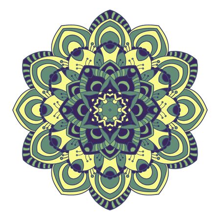 Mandala. Ethnic decorative element. Hand drawn backdrop. Islam, Arabic, Indian, ottoman motifs. Boho style.のイラスト素材
