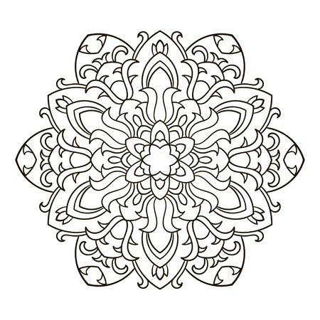 Mandala. Ethnic decorative element. Hand drawn backdrop. Islam, Arabic, Indian, ottoman motifs. Boho style. Vector for coloring page for adultsのイラスト素材