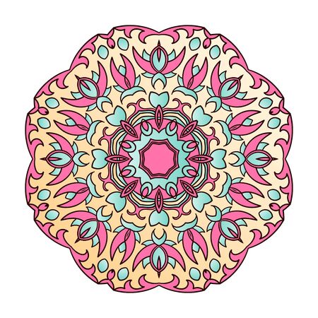 Mandala. Ethnic decorative element. Hand drawn backdrop. Islam, Arabic, Indian, ottoman motifs. Boho style.のイラスト素材