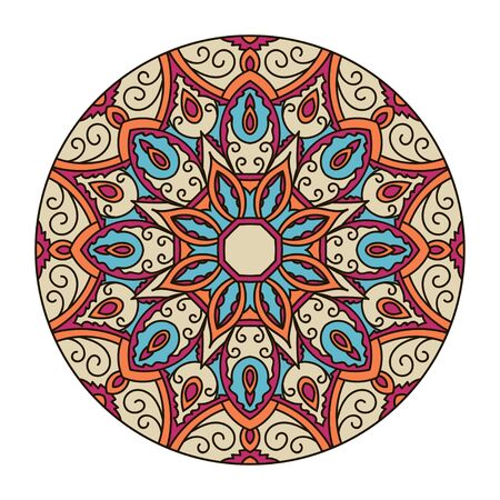 Mandala. Ethnic decorative element. Hand drawn backdrop. Islam, Arabic, Indian, ottoman motifs. Boho style.のイラスト素材