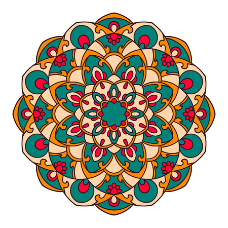 Mandala. Ethnic decorative element. Hand drawn backdrop. Islam, Arabic, Indian, ottoman motifs. Boho style.のイラスト素材
