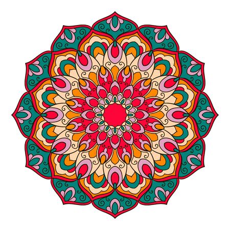 Mandala. Ethnic decorative element. Hand drawn backdrop. Islam, Arabic, Indian, ottoman motifs. Boho style.のイラスト素材
