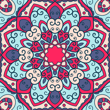 Mandala. Ethnic decorative element. Hand drawn backdrop. Islam, Arabic, Indian, ottoman motifs. Boho style.のイラスト素材
