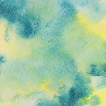 Colorful watercolor hand drawn paper texture torn splatter banner. Wet brush painted smudges ans strokes abstract vector illustration. Green yellow artistic background. Vector illustration.のイラスト素材