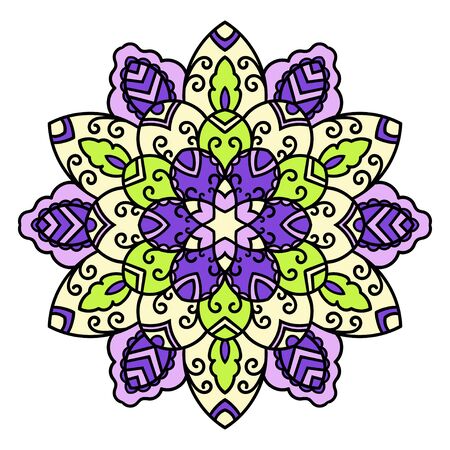 Mandala. Ethnic decorative element. Hand drawn backdrop. Islam, Arabic, Indian, ottoman motifs. Boho style.のイラスト素材