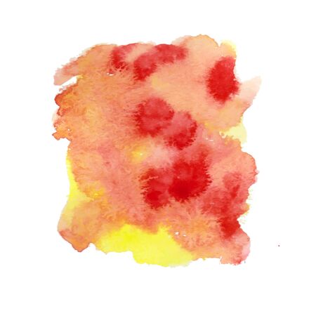 Colorful watercolor hand drawn paper texture torn splatter banner. Wet brush painted smudges ans strokes abstract vector illustration. Red yellow artistic background. Vector illustration.のイラスト素材