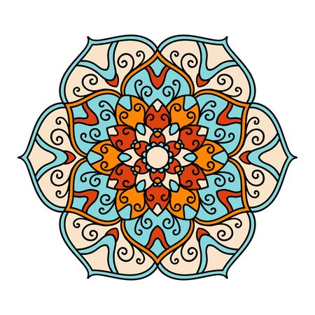 Mandala. Ethnic decorative element. Hand drawn backdrop. Islam, Arabic, Indian, ottoman motifs. Boho style.のイラスト素材