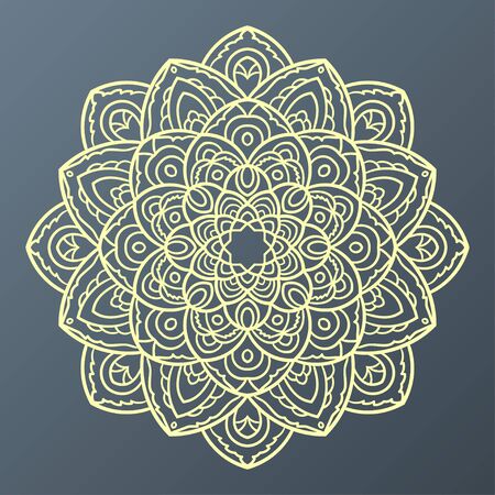 Mandala. Ethnic decorative element. Hand drawn backdrop. Islam, Arabic, Indian, ottoman motifs. Boho style. Vector for coloring page for adultsのイラスト素材