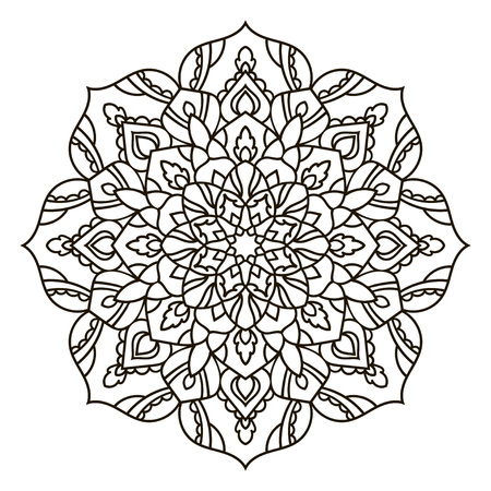 Mandala. Ethnic decorative element. Hand drawn backdrop. Islam, Arabic, Indian, ottoman motifs. Boho style. Vector for coloring page for adultsのイラスト素材