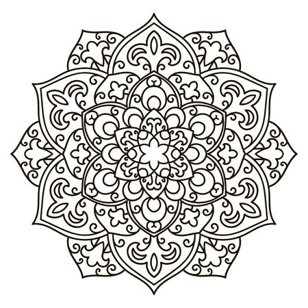 Mandala. Ethnic decorative element. Hand drawn backdrop. Islam, Arabic, Indian, ottoman motifs. Boho style. Vector for coloring page for adultsのイラスト素材