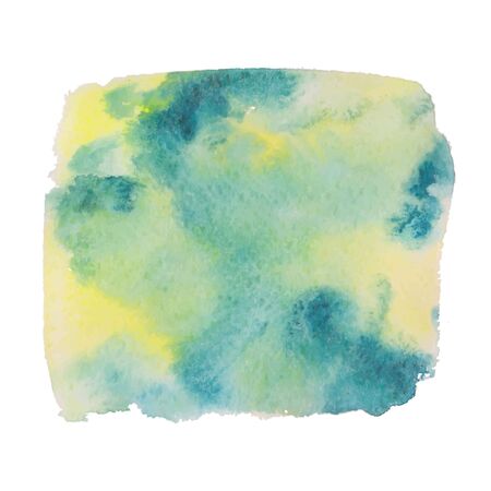 Colorful watercolor hand drawn paper texture torn splatter banner. Wet brush painted smudges ans strokes abstract vector illustration. Green yellow artistic background. Vector illustration.のイラスト素材
