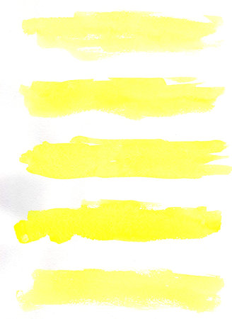 Set yellow watercolor blobs, isolated on white background. Shape design blank watercolor colored rounded shapes web buttons on white background. Divorces paint.の写真素材