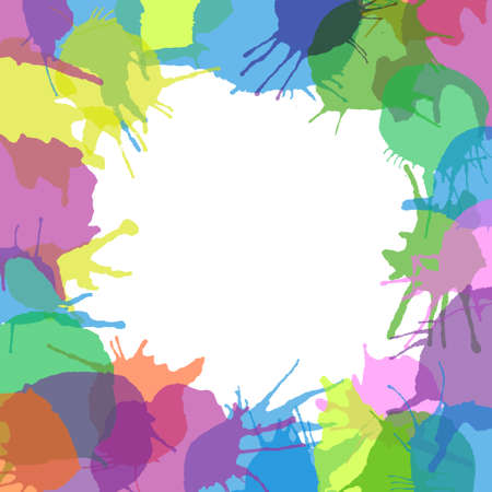 Frame With Color Blobs, Isolated On White Background, Vector Illustrationのイラスト素材