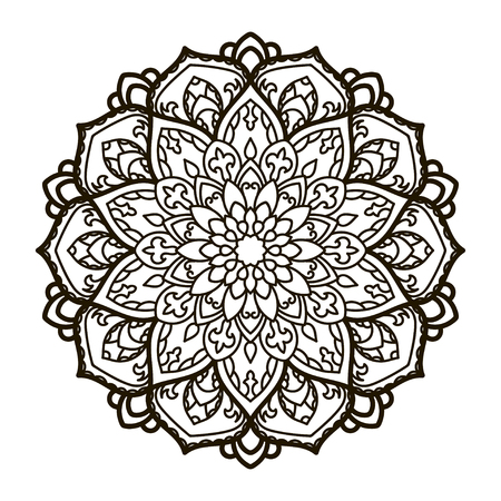 Mandala. Ethnic decorative element. Hand drawn backdrop. Islam, Arabic, Indian, ottoman motifs. Boho style. Vector for coloring page for adultsのイラスト素材