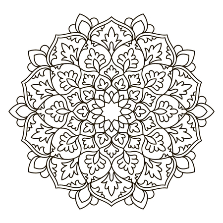 Mandala. Ethnic decorative element. Hand drawn backdrop. Boho style. Vector for coloring page for adultsのイラスト素材