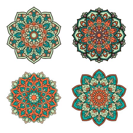 Set of Mandala, Ethnic decorative element. Hand drawn backdrop.のイラスト素材