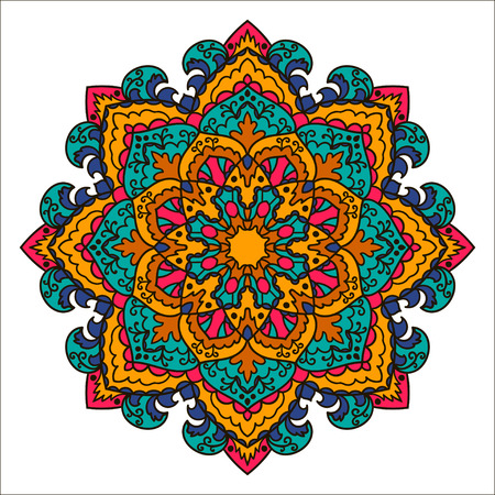 Mandala. Ethnic decorative element. Hand drawn backdrop. Islam, Arabic, Indian, ottoman motifs. Boho style.の写真素材