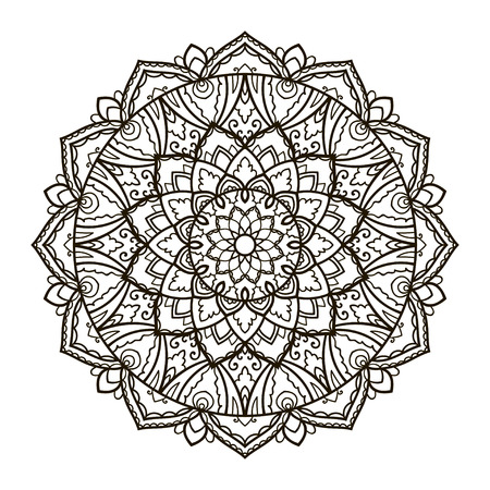 Mandala. Ethnic decorative element. Hand drawn backdrop. Islam, Arabic, Indian, ottoman motifs. Boho style. Vector for coloring page for adultsのイラスト素材