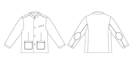 Technical drawing of children's fashion. Boys jacket with stand collar and pockets. Front and back viewsのイラスト素材
