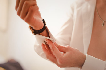 Putting on the cufflinks