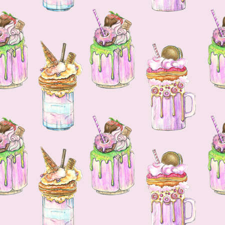 Handpainted cocktails patternの写真素材