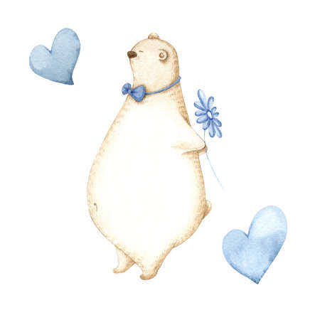 Handpainted watercolour bearの写真素材