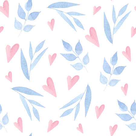 Handpainted watercolor seamless flora patternの写真素材