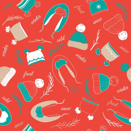 Seamless pattern with hatsのイラスト素材