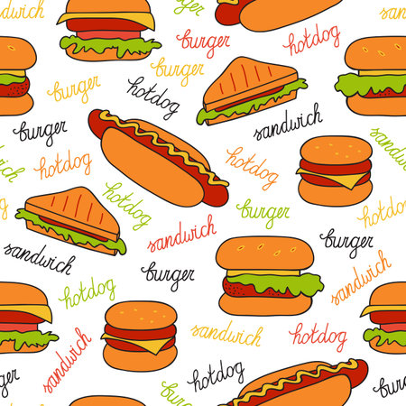 Seamless pattern with sandwichesのイラスト素材