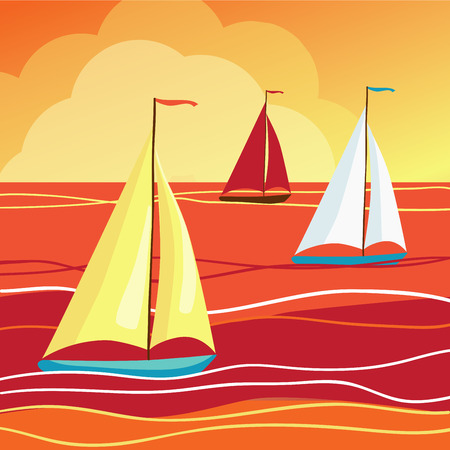 Sails in seaのイラスト素材