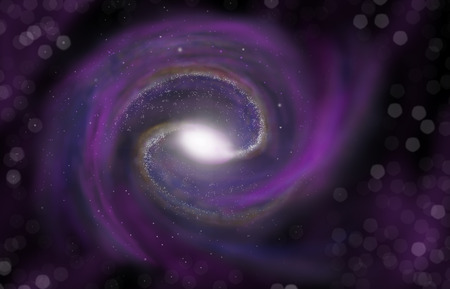 pink galaxy against a blurred background of starsの写真素材