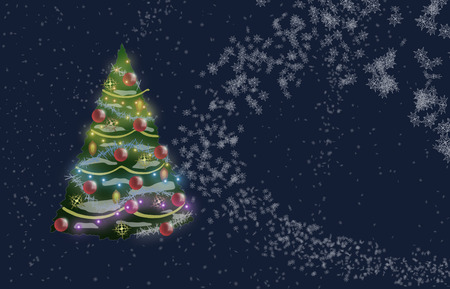 Christmas tree in snowの写真素材