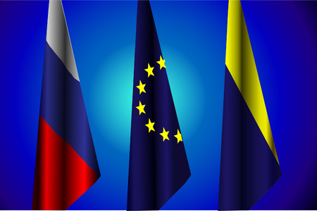 illustration of Flags of Russia, EU, Ukraine, the peace agreementのイラスト素材
