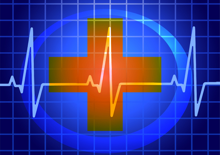 Vector illustration. Medicine. The heartbeat and the cross.のイラスト素材