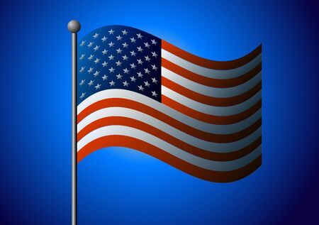 Vector illustration. American flag on a blue background.のイラスト素材